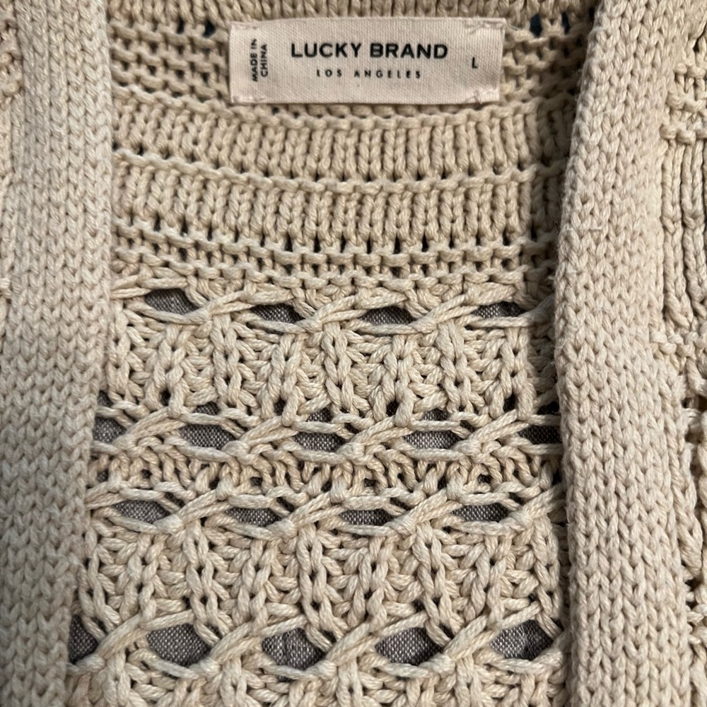 LUCKY BRAND CROCHET CARDIGAN, SIZE L - Picture 7 of 8